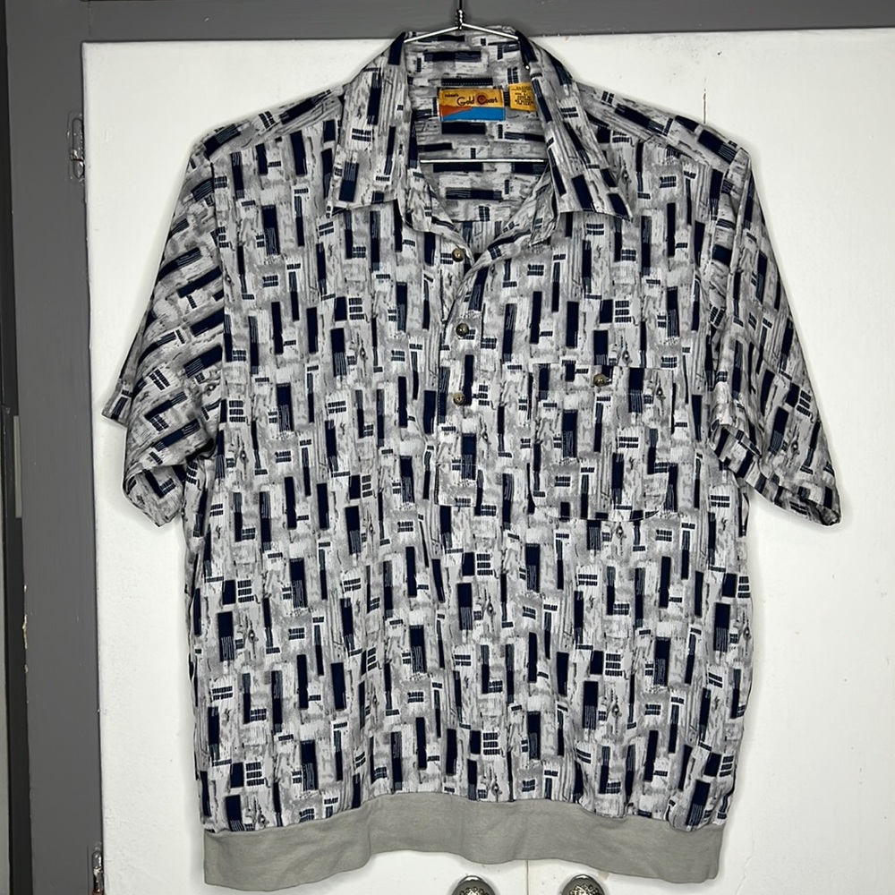 Gold Coast Men’s pullover polo size large geometric rockabilly pinup 80s